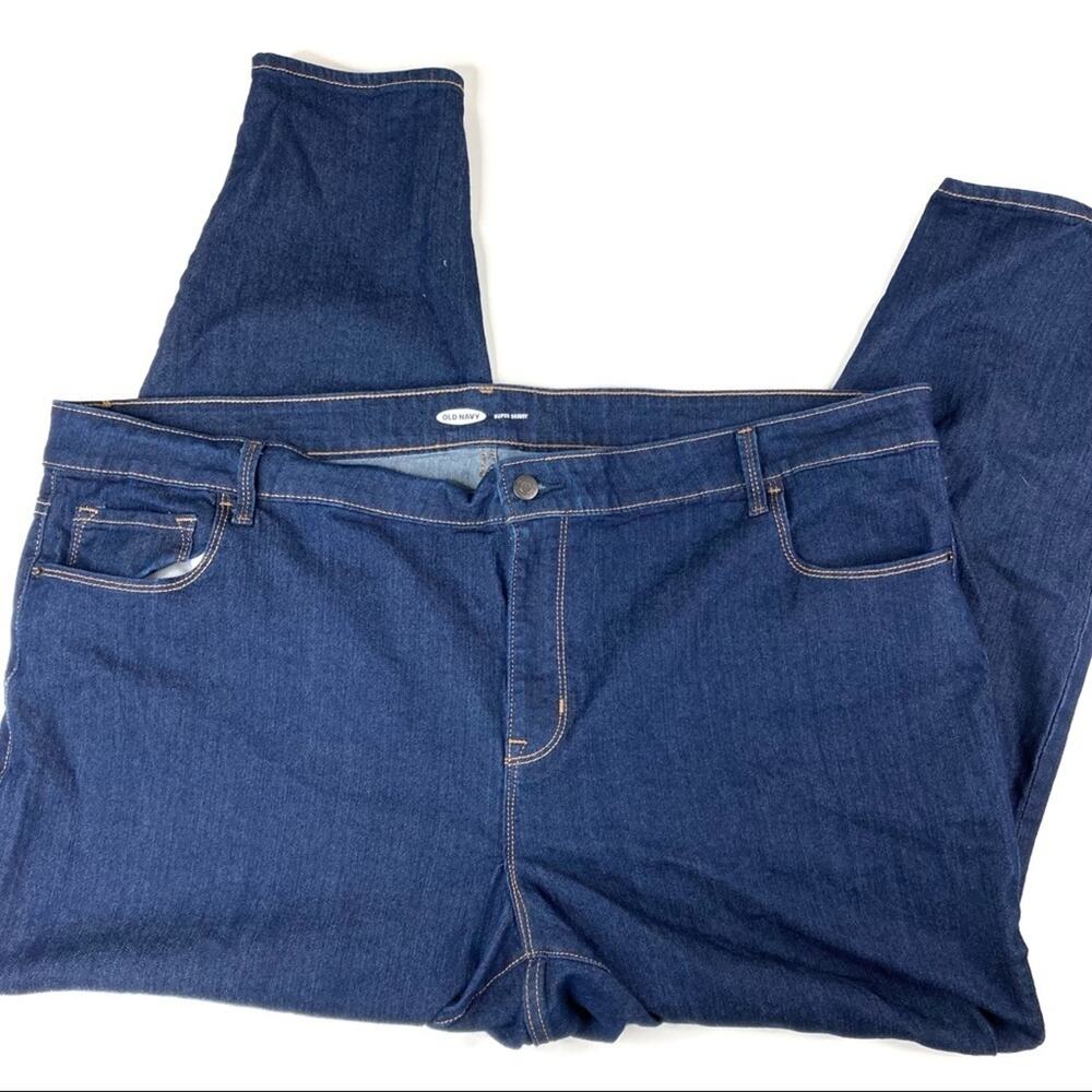 Old Navy Dark Wash Super Skinny Denim Blue Jeans Cotton Blend Womens Plus 26